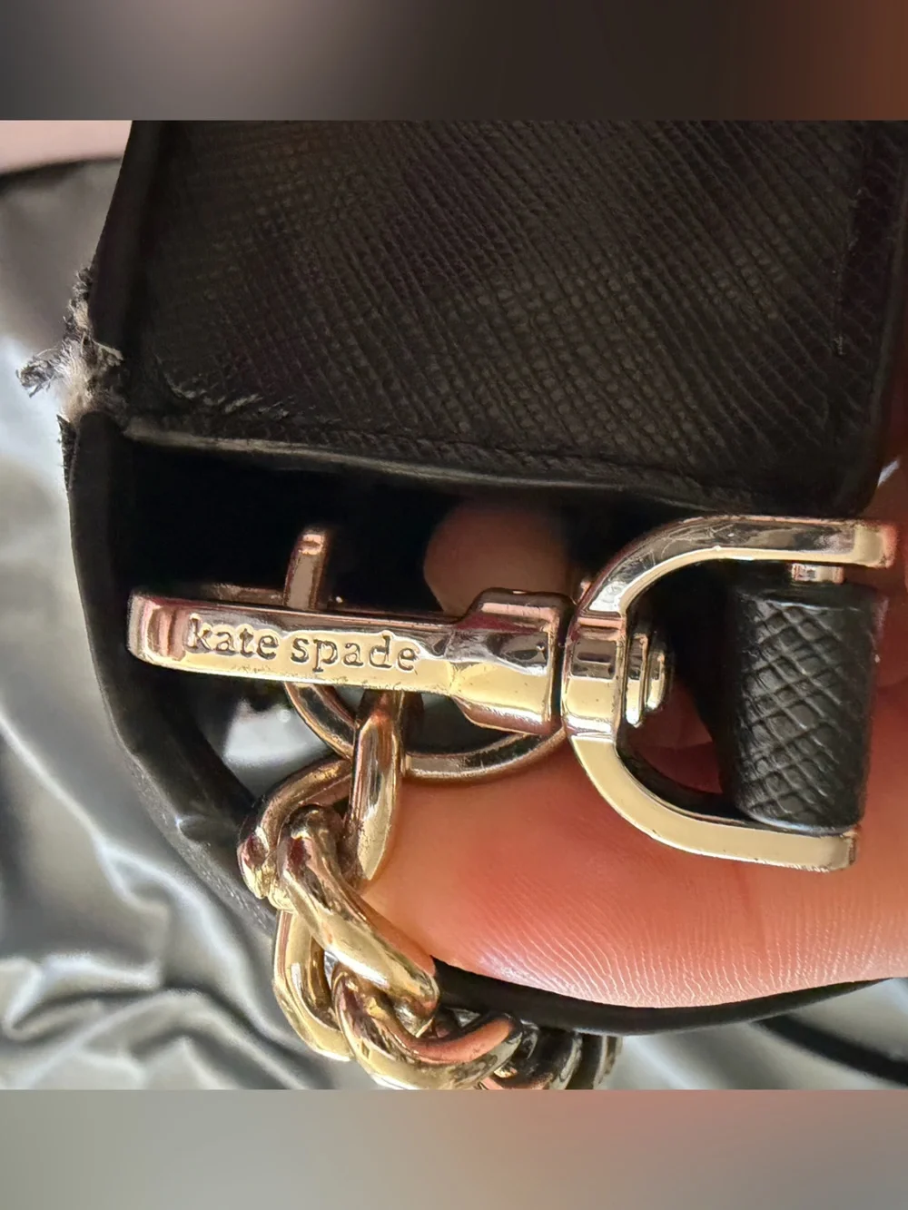 Kate Spade New York Black Crossbody Shoulder Bag Gold Chain Convertible